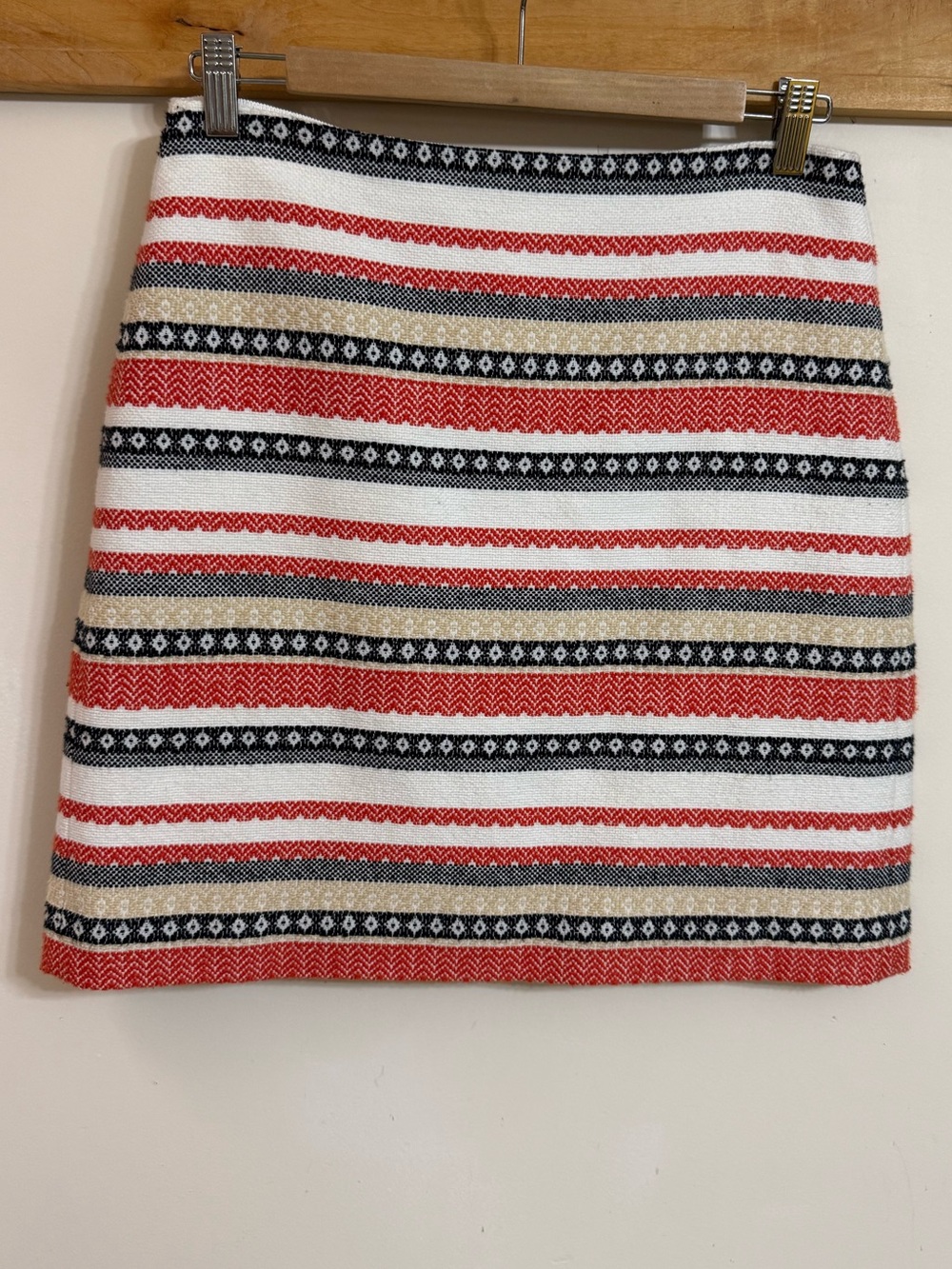 LOFT Striped Woven Mini Skirt in White, Orange, Black & Tan